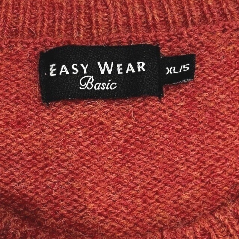 Easy Wear Basic Men's Sweater Size XL Red Wool Knitwear Soft Crew-Neck Pullover - Picture 3 of 7